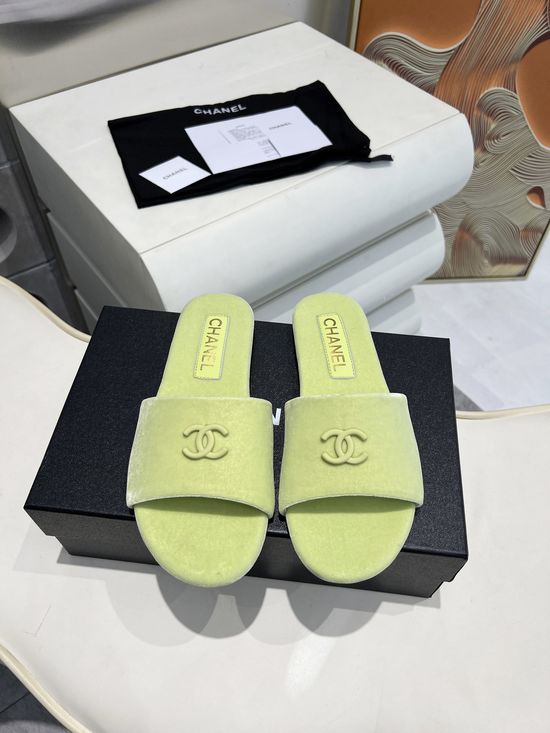 Chanel Comfortable Slide Slippers Soft Sheepskin Leather Sole