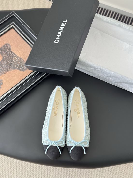 Chanel Classic Round Toe Low Heel Ballet Flats with Leather Sole