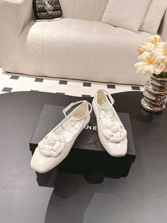 Chanel Camellia Decor Square Toe Flat Casual Sandals