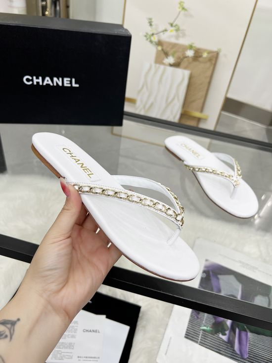 Chanel Classic Soft Slippers Black White Leather Upper Sole