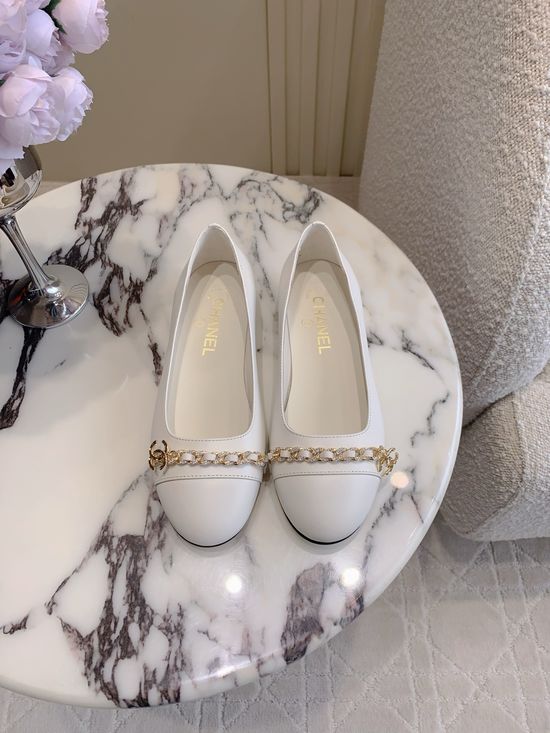 Chanel Elegant Rhinestone Chain Flat Shoes with Classic Double C Logo