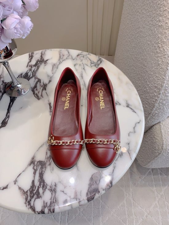 Chanel Elegant Rhinestone Chain Flat Shoes with Classic Double C Logo