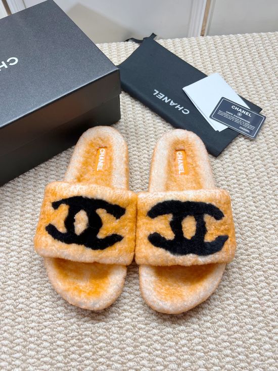 Chanel Genuine Lambswool Lined Non-slip Casual Slippers