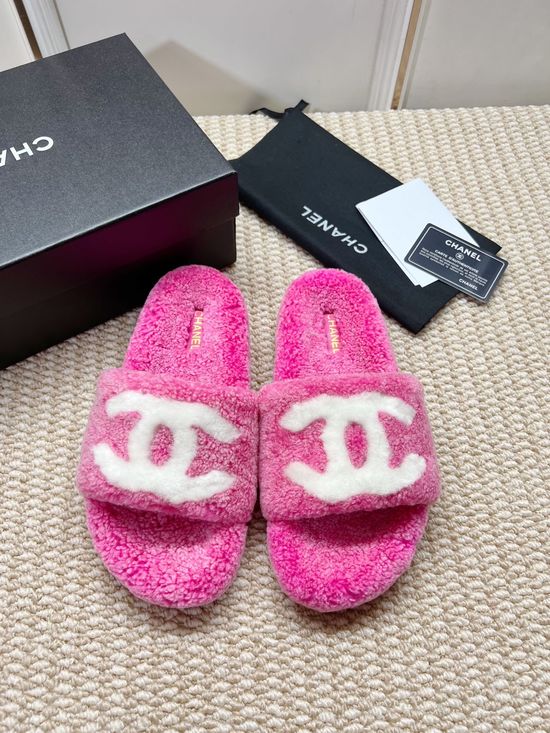 Chanel Genuine Lambswool Lined Non-slip Casual Slippers