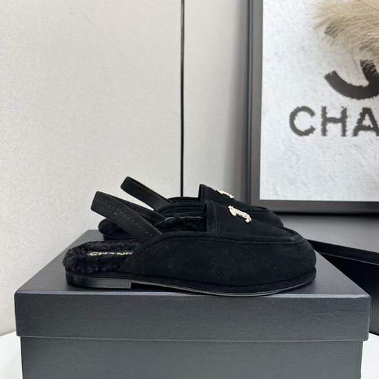 Chanel Suede Mules With Premium Leather Lining And Leather Sole