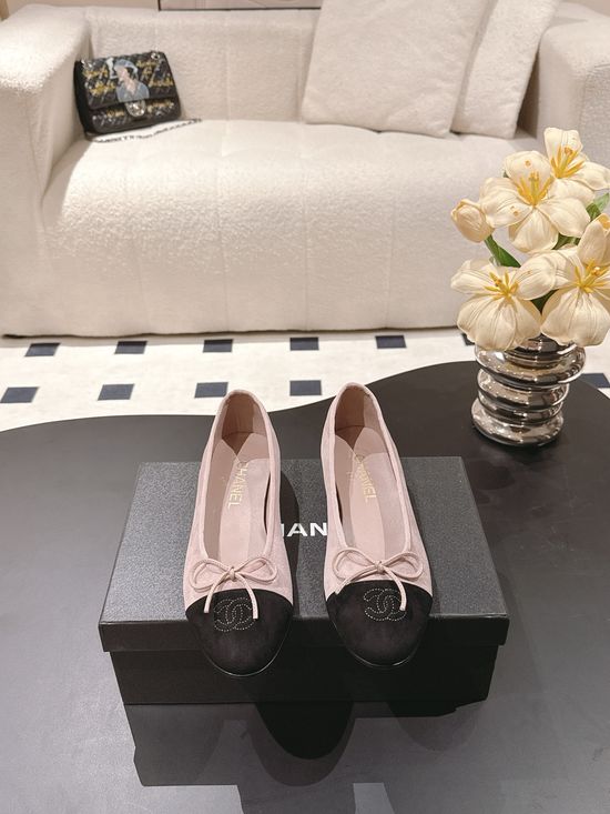 Chanel Color Block Cashmere Flats Full Leather Lined Daily Shoes