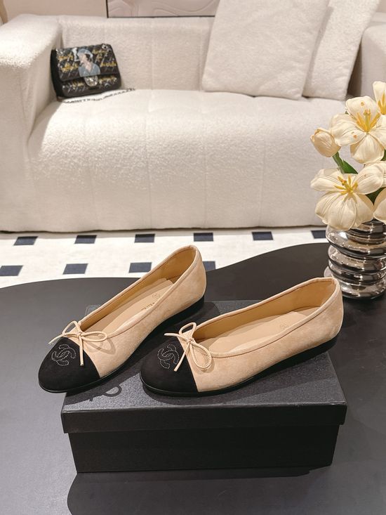 Chanel Color Block Cashmere Flats Full Leather Lined Daily Shoes