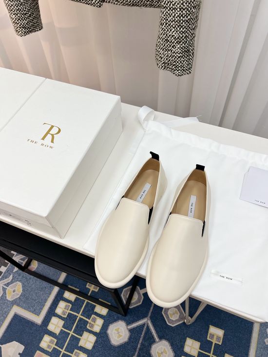 The Row Minimalist Leather Slip On Loafer Daily Comfort Shoes
