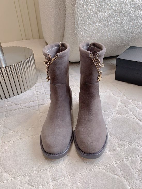 Chanel Chic Chain Pendant Ankle Boots with Premium Sheepskin Lining