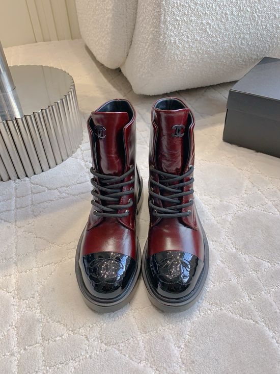 Chanel Classic Platform Ankle Boots with Metallic Logo Accents