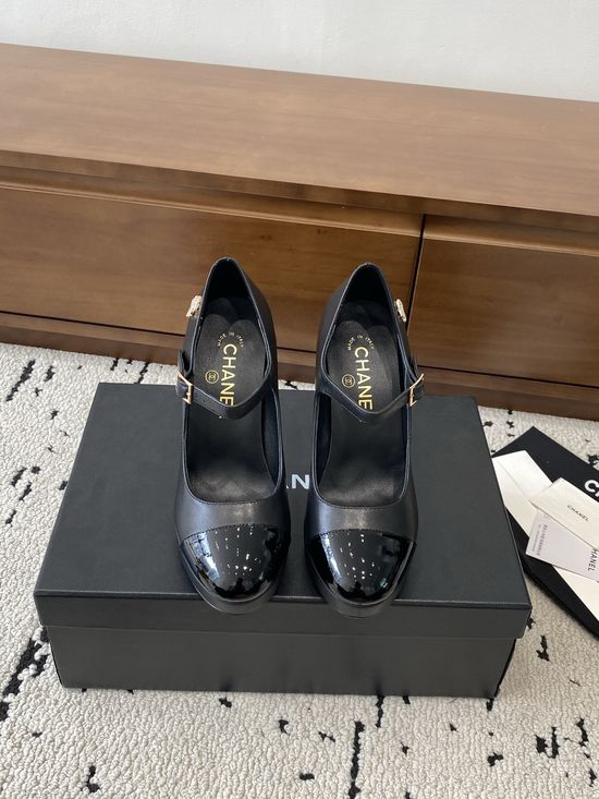 Chanel Elegant High Heel Platform Pumps Premium Leather Upper