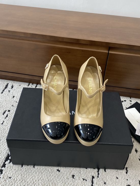 Chanel High Heel Platform Leather Shoes Elegant Comfortable Dress Footwear