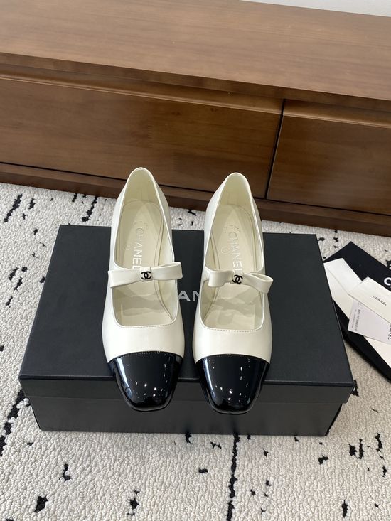 Chanel Mid Heel Lambskin Mary Jane Shoes Comfortable Formal Footwear