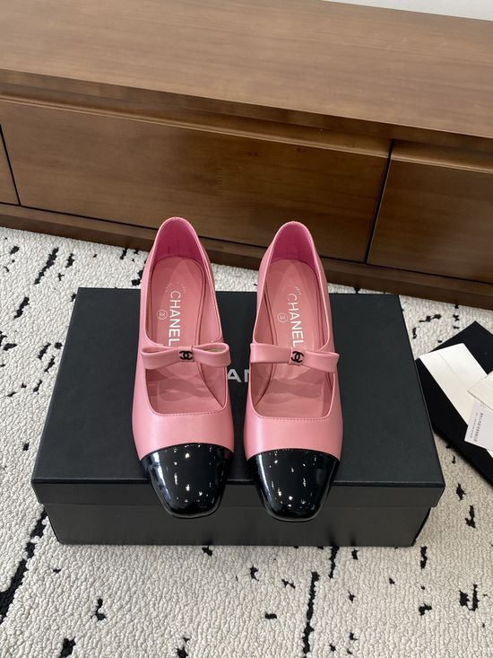 Chanel Mid Heel Lambskin Mary Jane Shoes Comfortable Formal Footwear