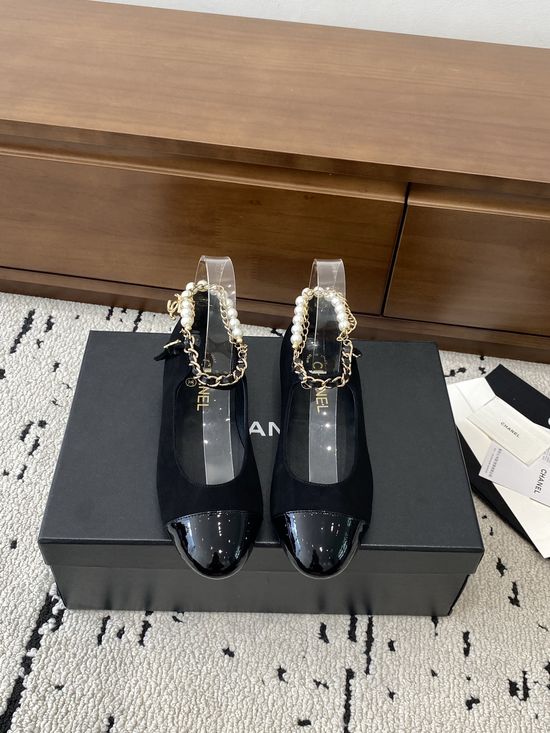 Chanel Classic Mary Jane Flats with Metallic Chain Soft Leather