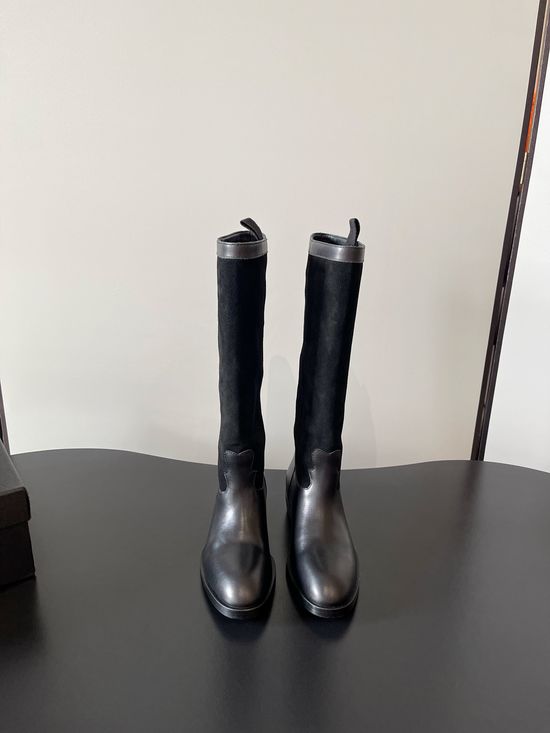 Chanel Suede Patchwork Slip-on Mid-calf Western Boots