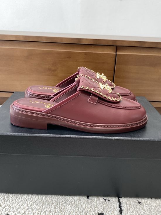 Chanel Premium Leather Flats with Metal Buckle Sole