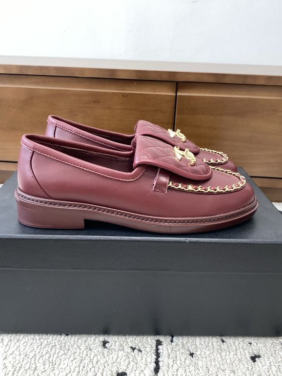 Chanel Premium Leather Flats with Metal Buckle Sole