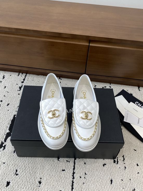 Chanel Premium Leather Flats with Metal Buckle Sole