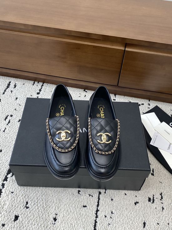 Chanel Premium Leather Flats with Metal Buckle Sole