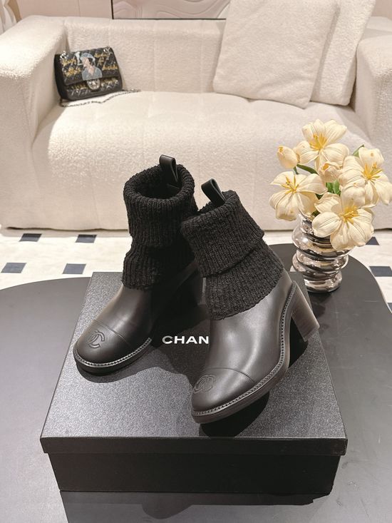 Chanel Knitted Stretchy Comfortable Elegant Casual Ankle Boots