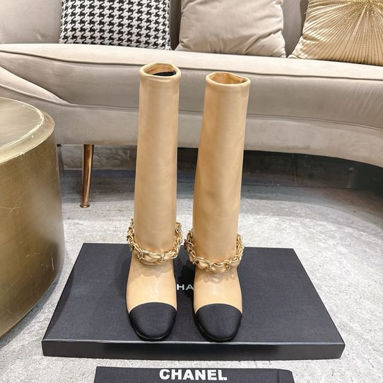 Chanel Classic Chain Riding Boots Soft Leather Comfortable Block Heel
