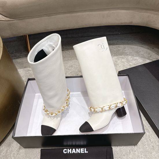 Chanel Classic Chain Riding Boots Soft Leather Comfortable Block Heel