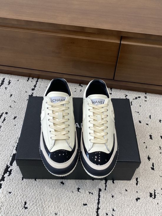 Chanel Classic Casual Leather Sneakers Non-slip Sole