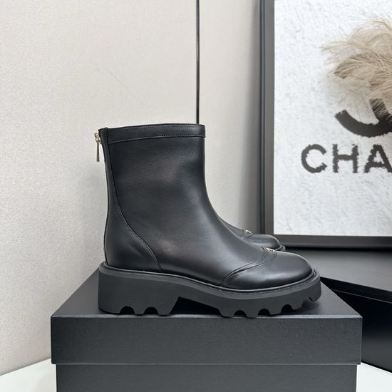 Chanel Genuine Leather Ankle Boots Premium Quality