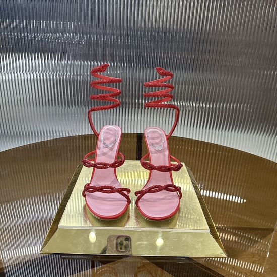 Rene Caovilla Rhinestone Embellished Cross Strap High Heel Sandals