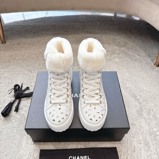 Chanel Short Boots with Camellia Embroidery Soft Lining