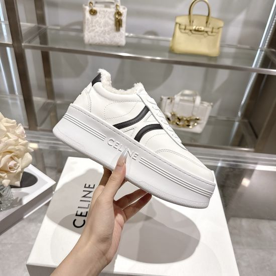 Celine Soft Leather Thick Sole Casual Sneakers Lightweight Comfort Shoes