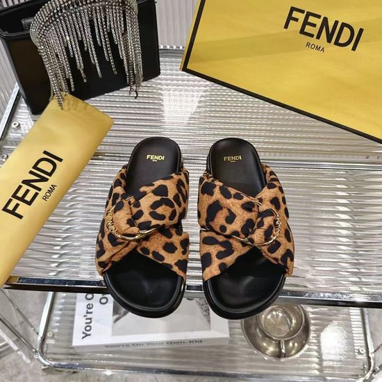 Fendi Classic Buckle Slides Soft Fabric Casual Daily Footwear