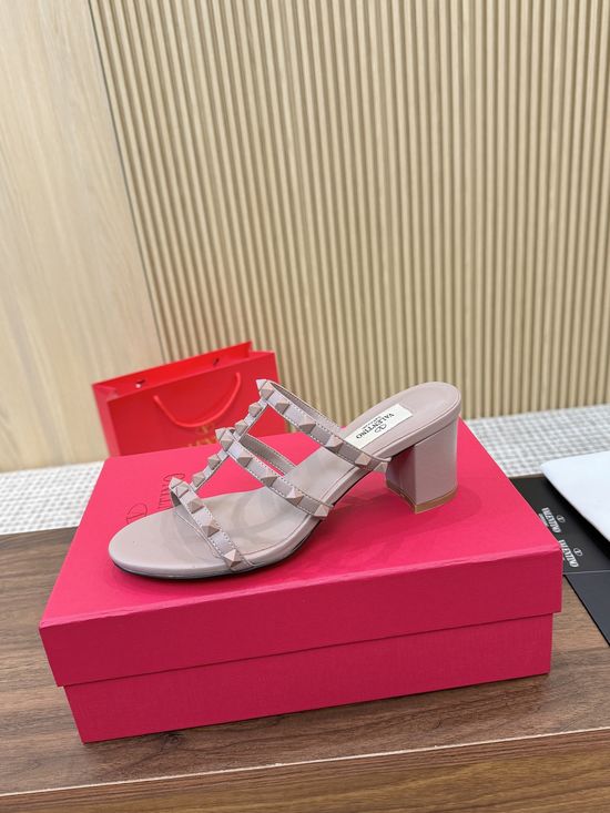 Valentino Rivet Embellished Hollow Out Patent Leather Low Heels