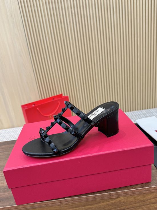 Valentino Rivet Embellished Hollow Out Patent Leather Low Heels