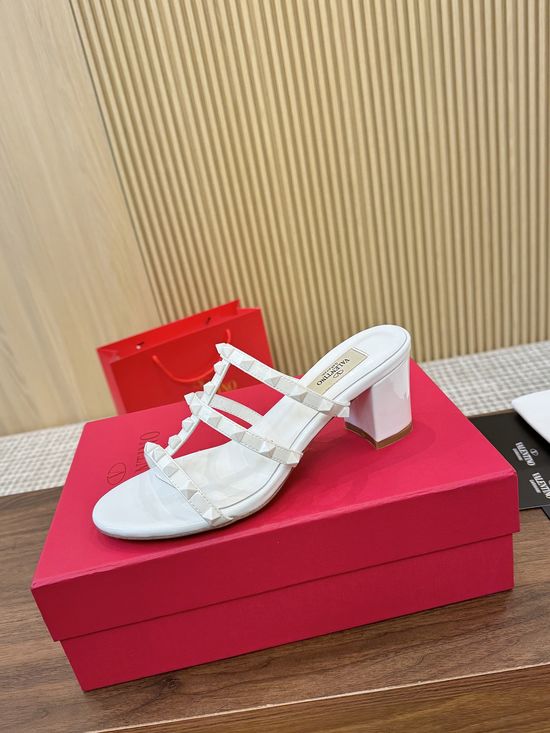 Valentino Rivet Embellished Hollow Out Patent Leather Low Heels