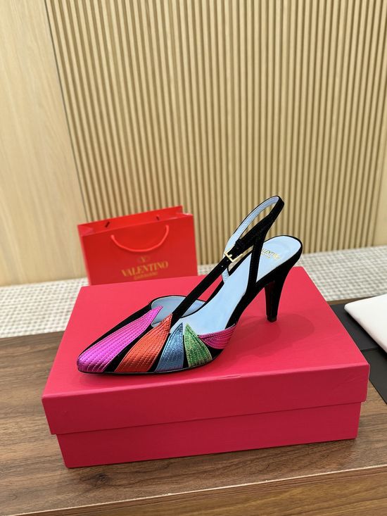 Valentino Chic Leaf-Pattern Open-Back Walking Shoes