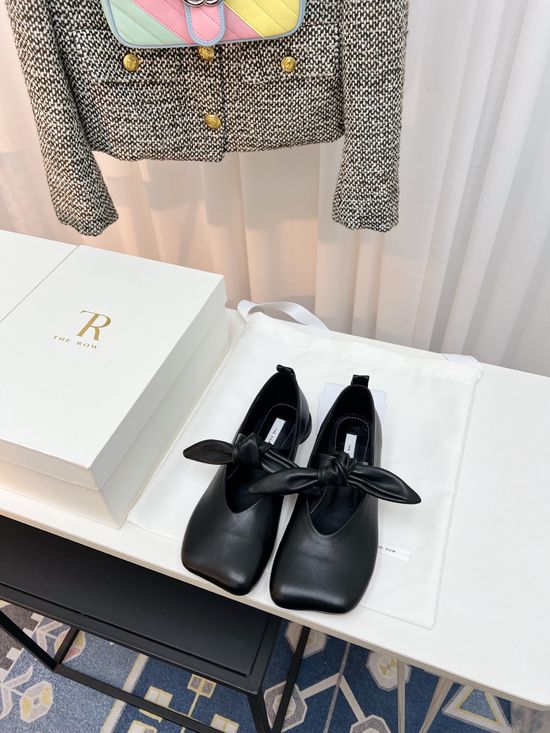 The Row Versatile Leather Flats With Removable Bow