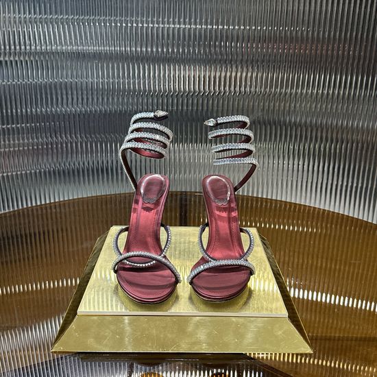 Rene Caovilla Multi-color Zircon Chain Decorated High Heel Sandals