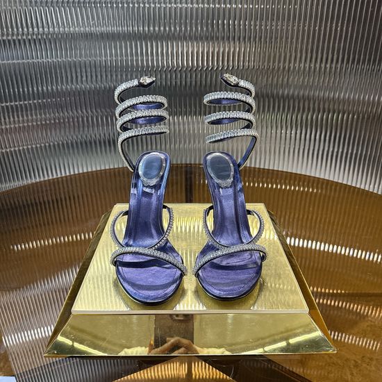 Rene Caovilla Multi-color Zircon Chain Decorated High Heel Sandals