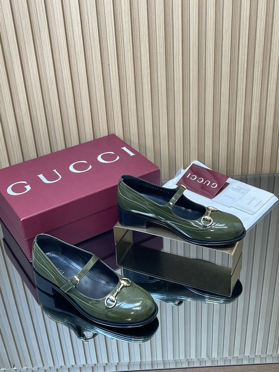 Gucci Horsebit Decor Patent Leather Mary Jane Chunky Heel Loafers