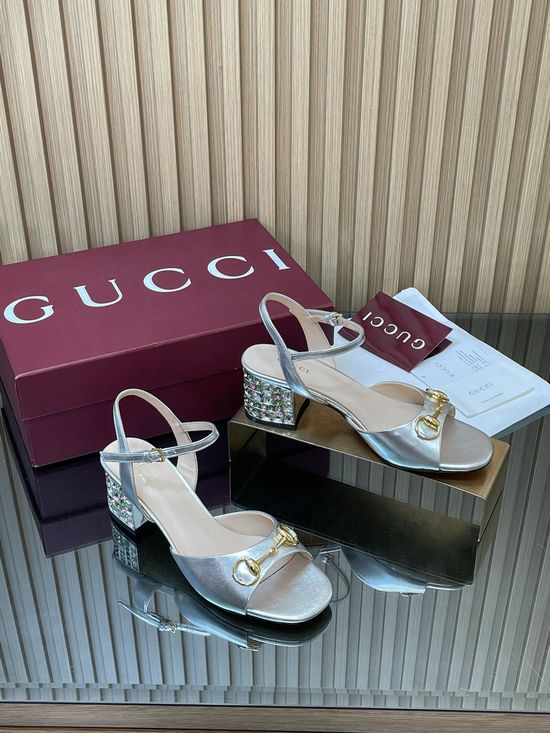 Gucci Colorful Diamond Heel Buckle Strap Leather Dress Pumps