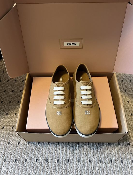 Miu Miu Comfortable Low Top Canvas Shoes Soft Sole Casual Daily Footwear