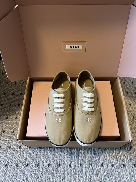 Miu Miu Comfortable Low Top Canvas Shoes Soft Sole Casual Daily Footwear