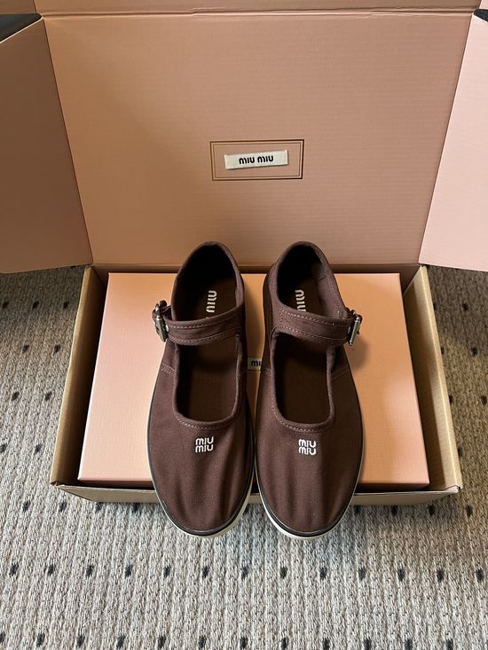 Miu Miu Comfortable Canvas Mary Jane Shoes Soft Sole Casual Daily Shoes