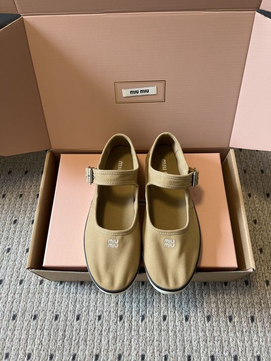 Miu Miu Comfortable Canvas Mary Jane Shoes Soft Sole Casual Daily Shoes