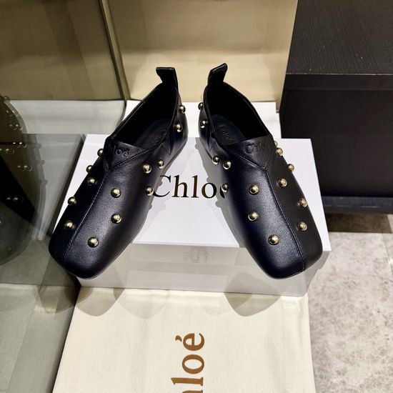 Chloe Handmade Rivet Leather Shoes with Genuine Leather Sole