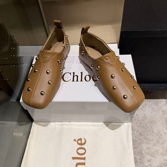 Chloe Handmade Rivet Leather Shoes with Genuine Leather Sole