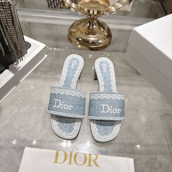 Christian Dior Embroidered Flat and Block Heel Slide Sandals
