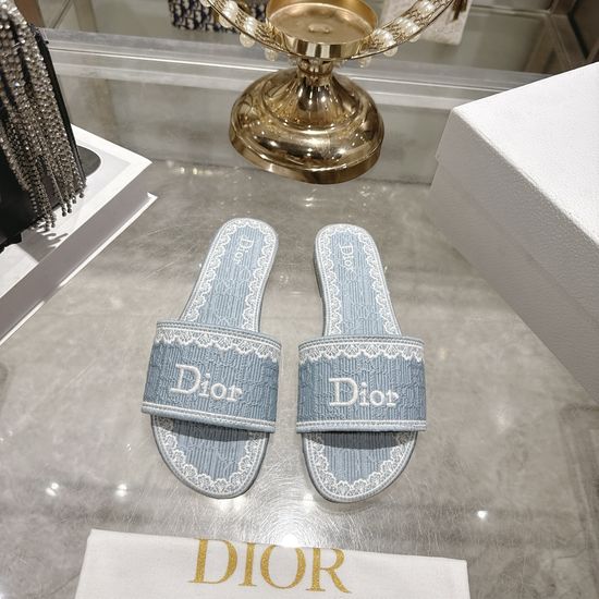 Christian Dior Embroidered Casual Flat and Block Heel Slides